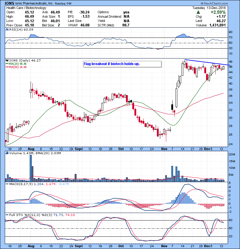 IONS Flag breakout if biotech holds up.